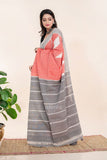 Peach Ikkat Cotton Saree