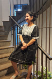 Black Knee Length Jamdani Cotton Dress
