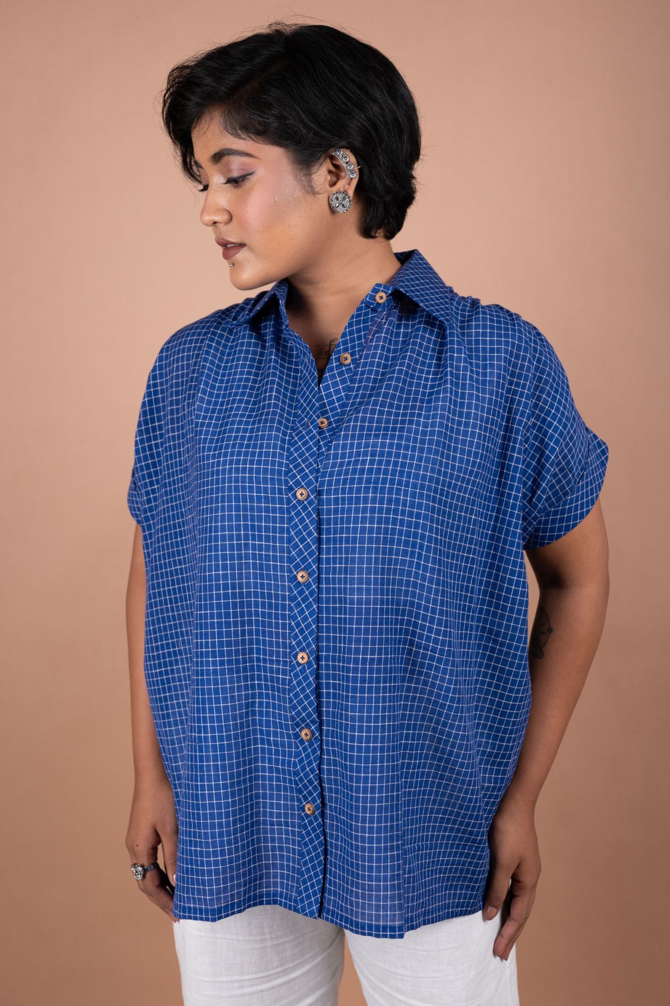 Handloom Check Blue Shirt – Half Sleeves | Breezy Summer Essential