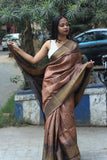 Copper Silk Saree with Beautiful Zari Border