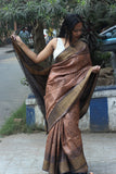 Copper Silk Saree with Beautiful Zari Border