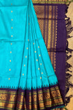 Regal Silk Gadwal Handloom Saree – Green & Purple with Zari Work