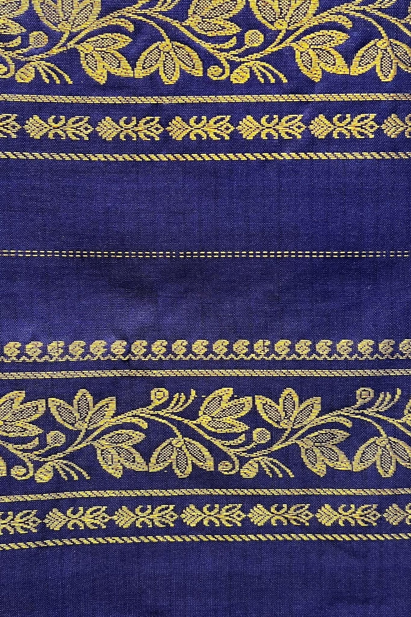 Classic Cotton Gadwal Handloom Saree – Grey & Purple with Zari Work