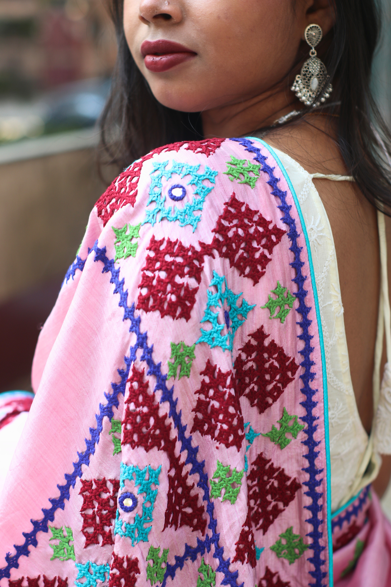 Pink Silk Embroidered Saree
