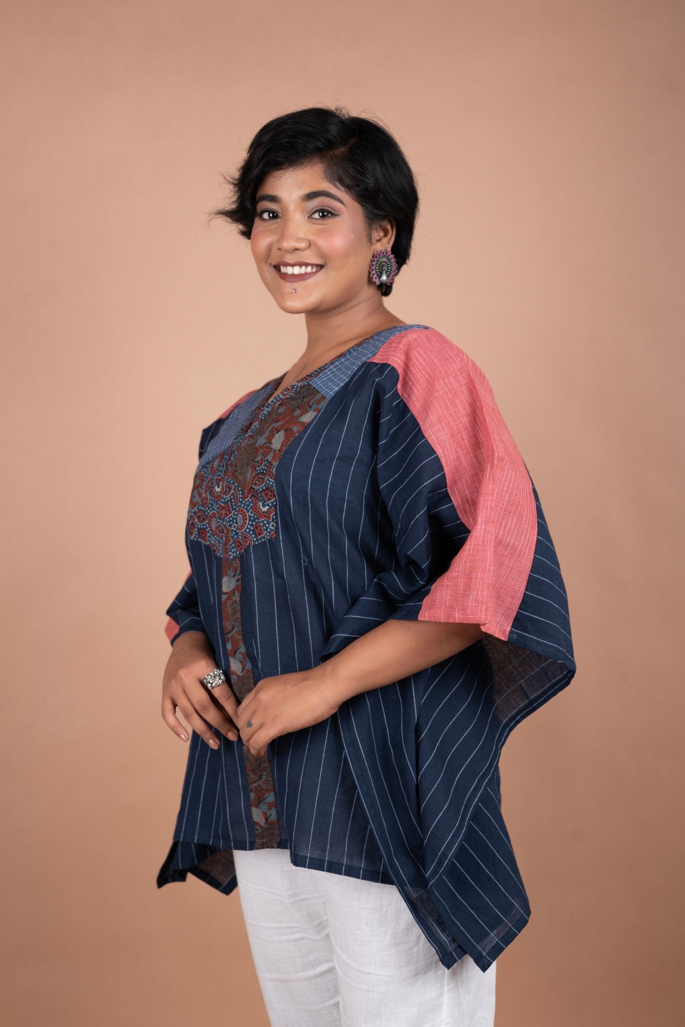 Short Kaftan – Blue Handloom Elegance | Comfortable & Stylish