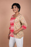 Elegant Block Printed & Ikkat Fusion Top