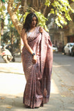 Hand Embroidered Printed Silk Saree