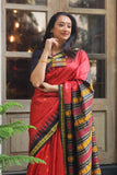 Red Tussar Silk Saree