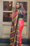 Red Tussar Silk Saree