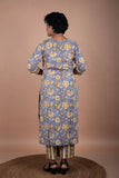 Grey & Yellow Floral Block Printed Kurta & Pant Set
