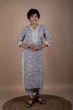 Mauve Floral Kurta & Pant Set