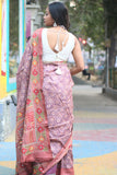 Brown Silk Saree with Hand Embroidery