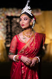 Red Silver Gold Buti Banarasi Saree