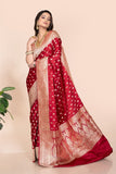 Red Banarasi Satin Silk Saree