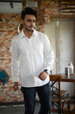 White Cotton Slim Fit Shirt - NamegStore