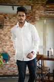 White Cotton Slim Fit Shirt - NamegStore