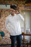 White Cotton Slim Fit Shirt - NamegStore