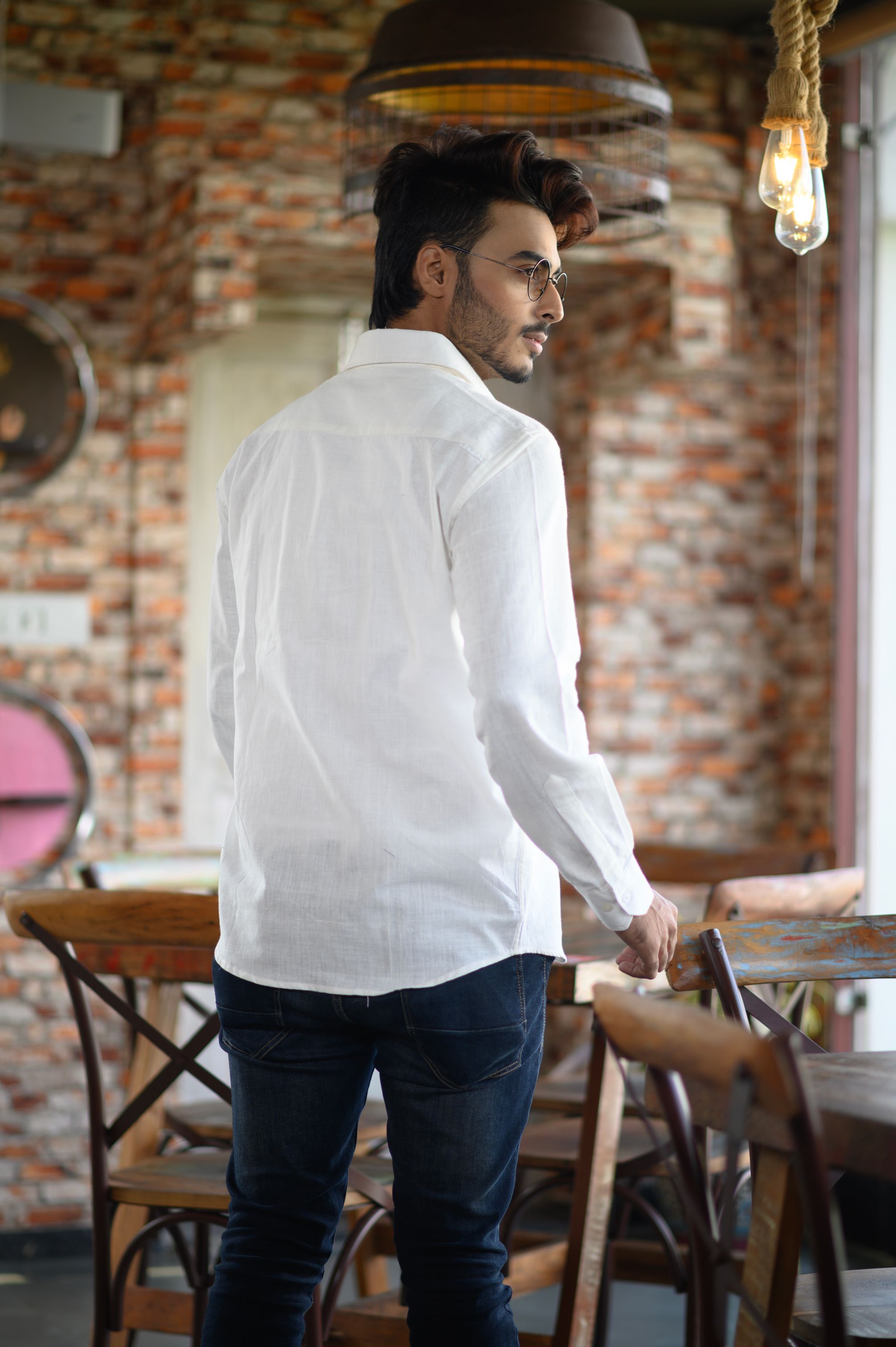 White Cotton Slim Fit Shirt - NamegStore
