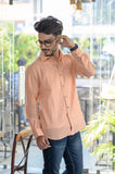 Peach Cotton Slim Fit Shirt - NamegStore