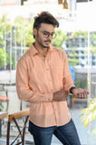 Peach Cotton Slim Fit Shirt - NamegStore