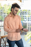 Peach Cotton Slim Fit Shirt - NamegStore