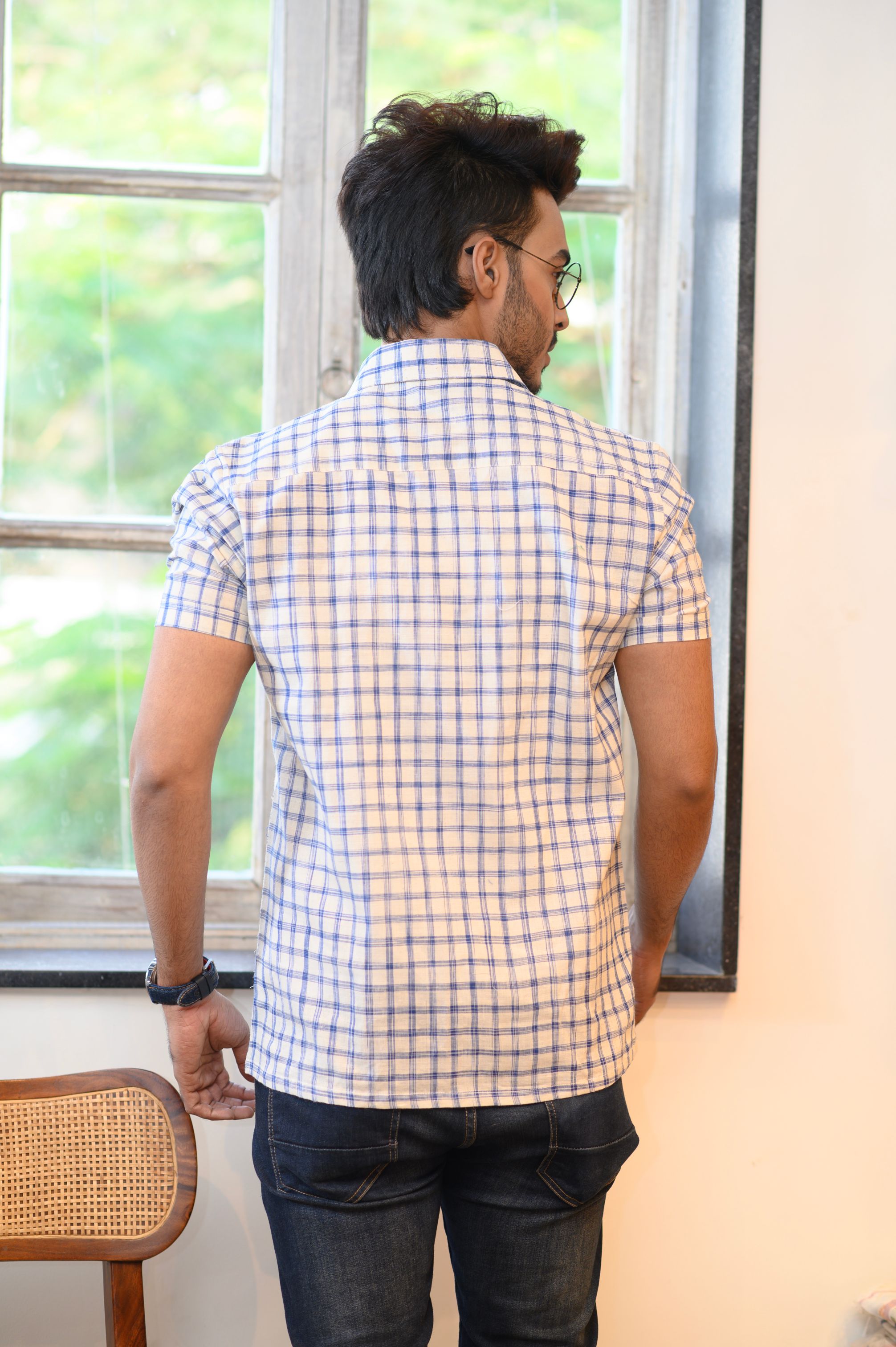 White & Blue Checks Shirt - NamegStore