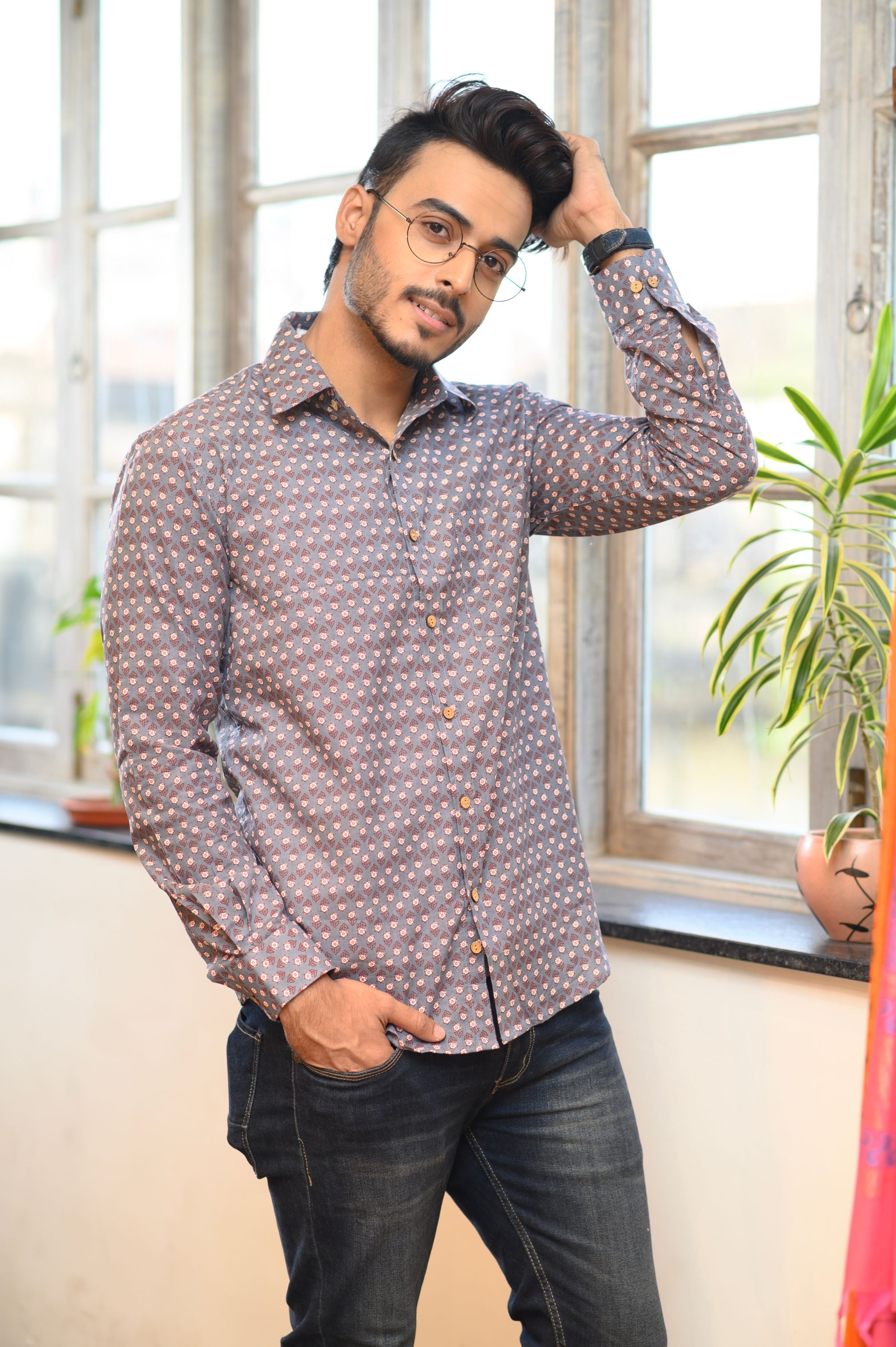 Printed Cotton Slim Fit Shirt - NamegStore