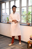 White Cotton Long Kurta - NamegStore