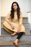 Plain Beige Chanderi Kurta - NamegStore