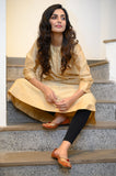 Plain Beige Chanderi Kurta - NamegStore