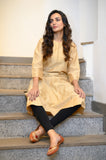 Plain Beige Chanderi Kurta - NamegStore