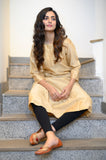 Plain Beige Chanderi Kurta - NamegStore