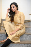 Plain Beige Chanderi Kurta - NamegStore