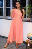 Deep Peach Bhopali Cotton Set - NamegStore