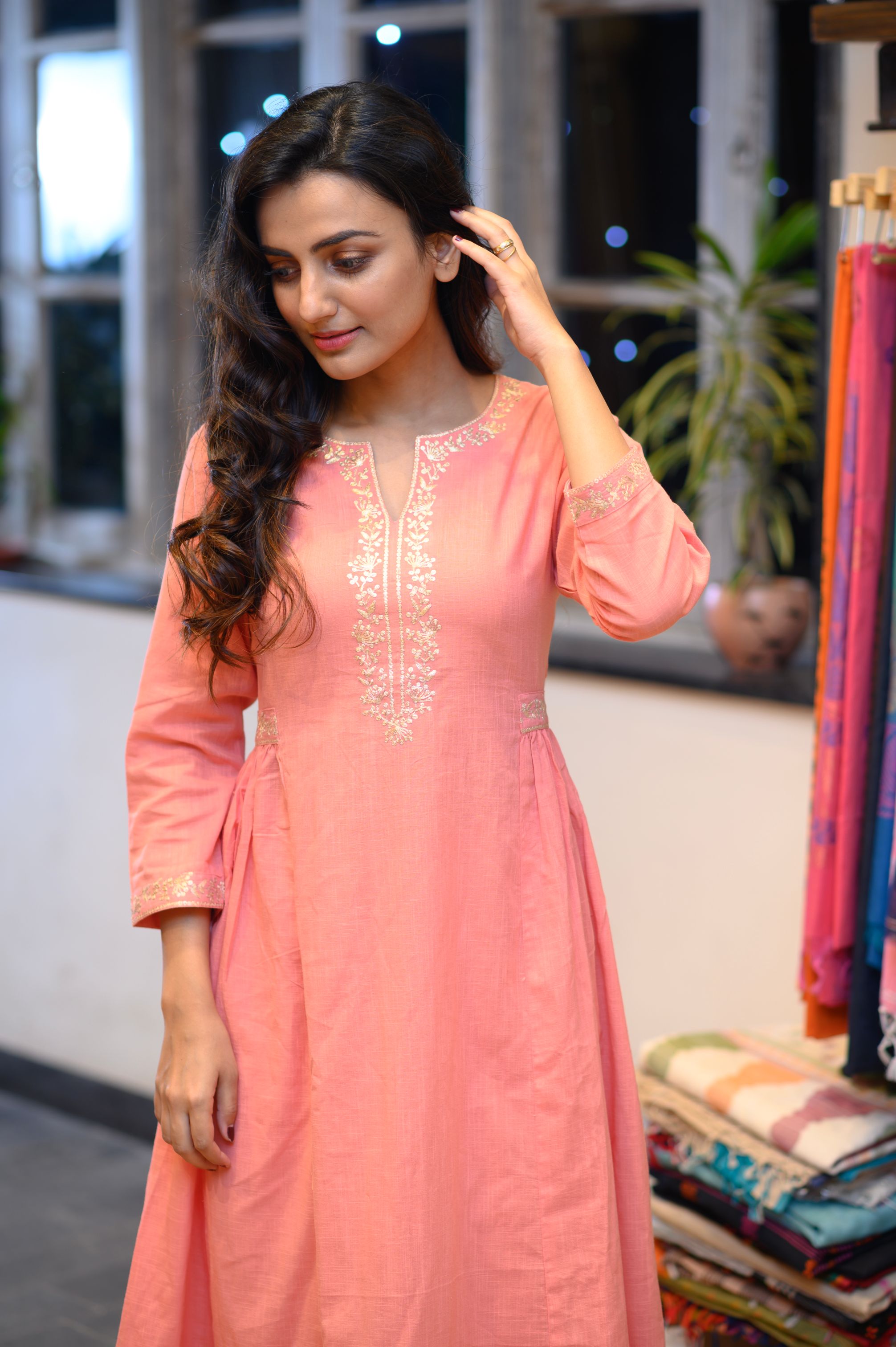 Deep Peach Bhopali Cotton Set - NamegStore