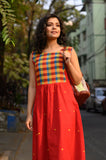 Red Rangoli Frock Dress - NamegStore