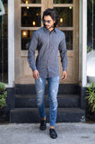 Textured Grey Men's Shirt