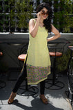Lemon Green Floral Dress/Kurta - NamegStore