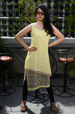 Lemon Green Floral Dress/Kurta - NamegStore