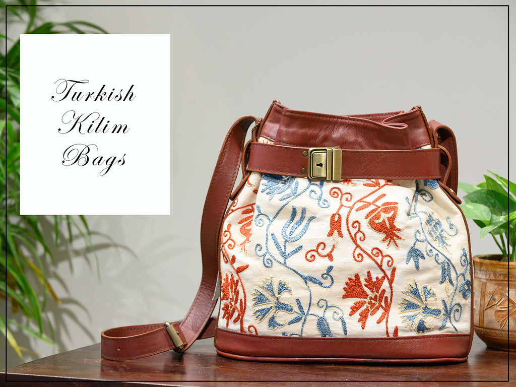 Brown Leather Turkish kilim tote bag, For Casual Wear at best price in  Jaipur