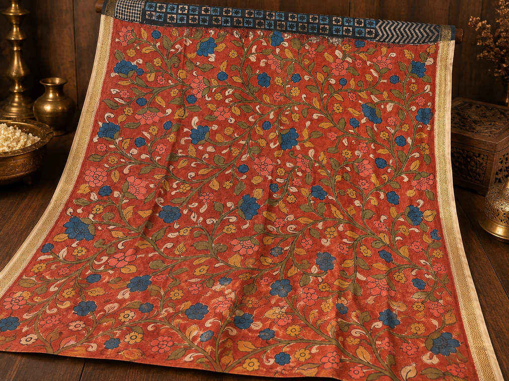 Handpainted Kalamkari Saree