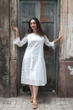 Elegant White Jamdani Dress