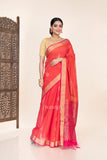Stunning Red Cotton Silk Saree