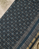 Hand-Painted Kalamkari Chanderi Silk Saree | Blue & Green
