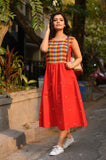 Red Rangoli Cotton Frock Dress