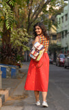 Red Rangoli Cotton Frock Dress