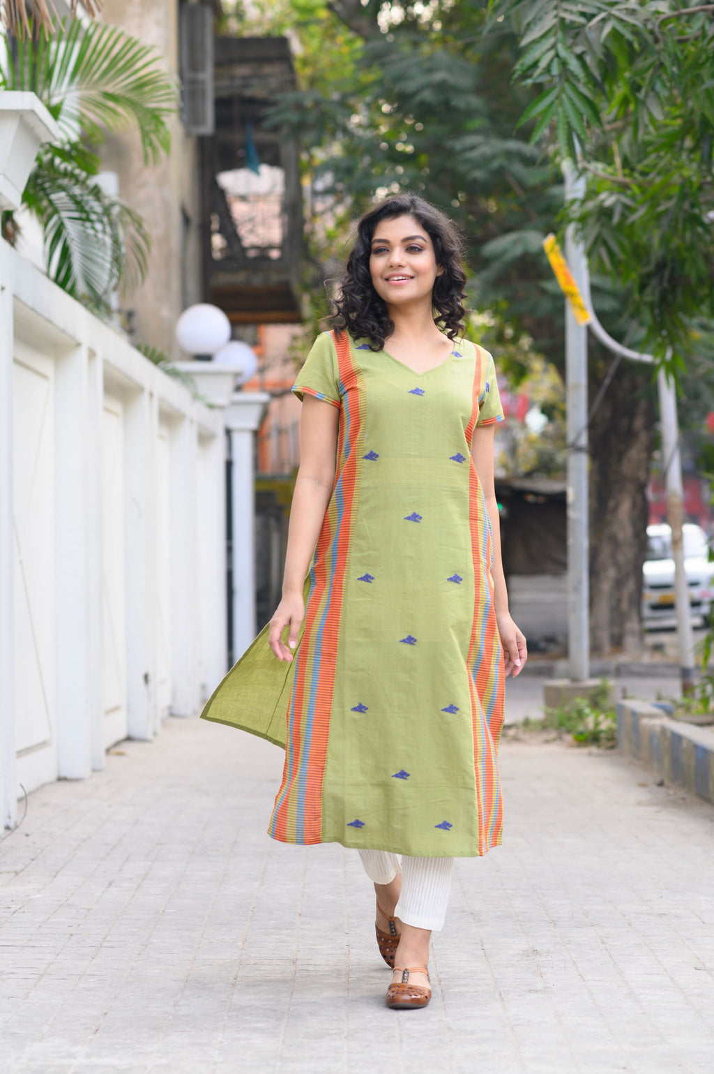 Green Cotton Xeuji Kurti