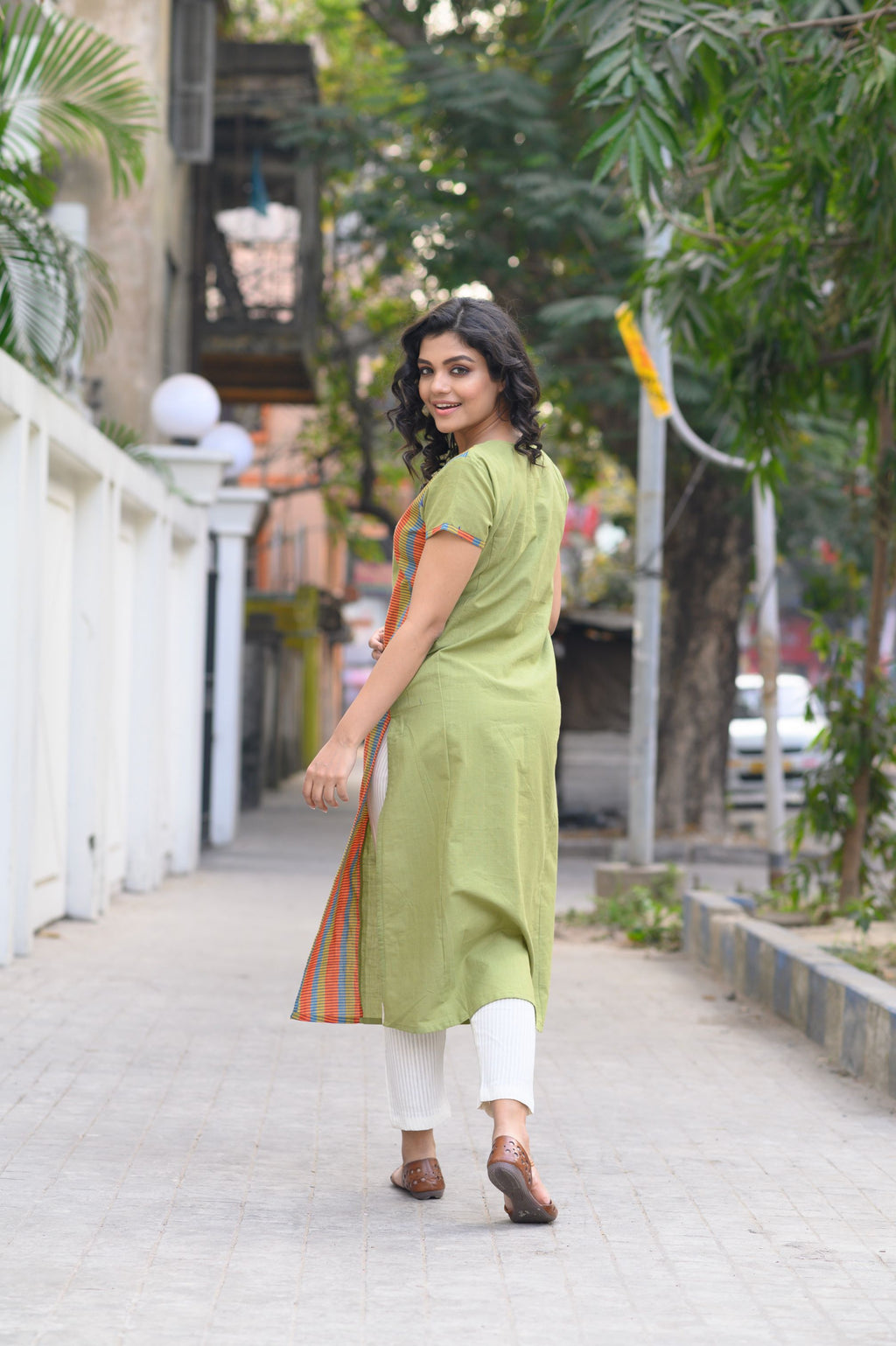 Green Cotton Xeuji Kurti