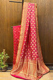 Red Silver Gold Buti Banarasi Saree