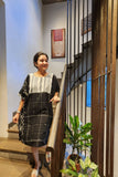 Black Knee Length Jamdani Cotton Dress